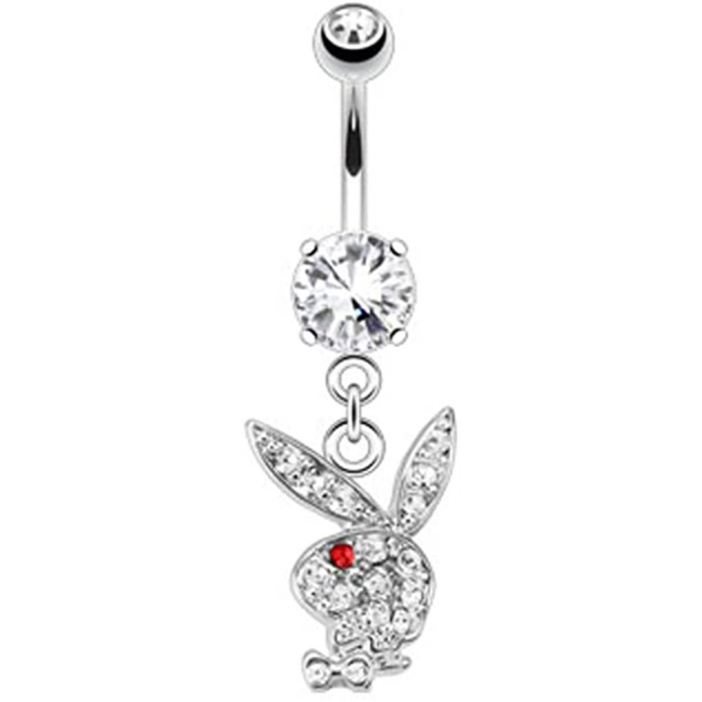 Multi Gem Playboy Bunny Belly Navel Ring CLEAR